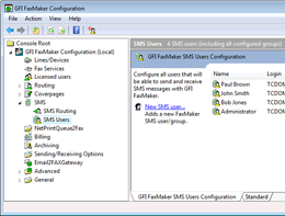 Configure which users can send and reveive SMS messages