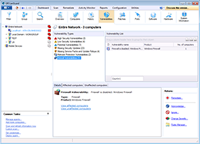 View your network vulnerabilities from the dashboard - Vulnerabilities view
