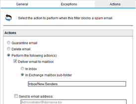 Anti-spam actions